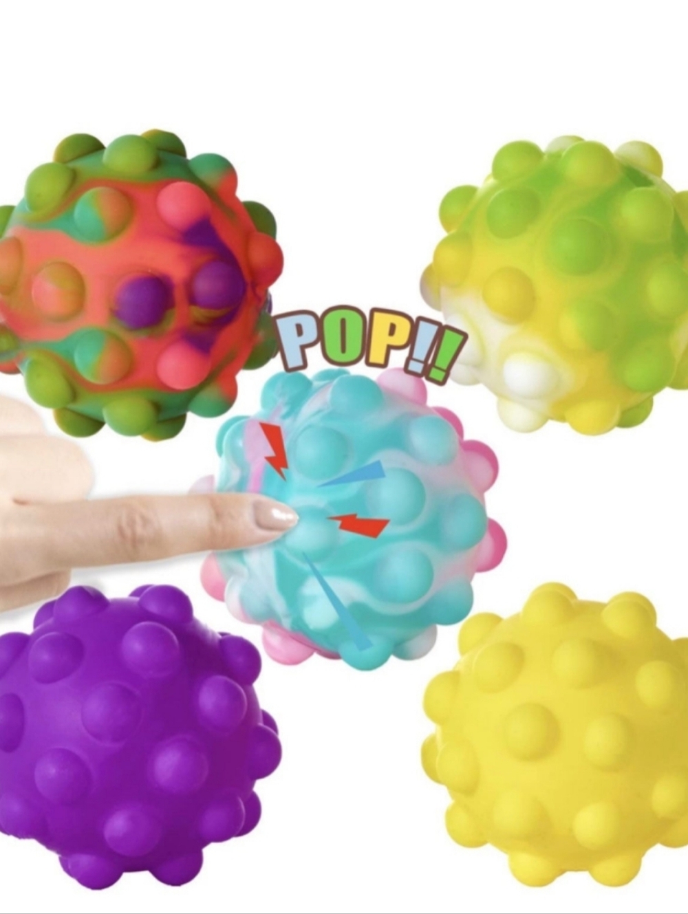 5pc Colorful Pop Sensory Fidget Ball - Multicolor